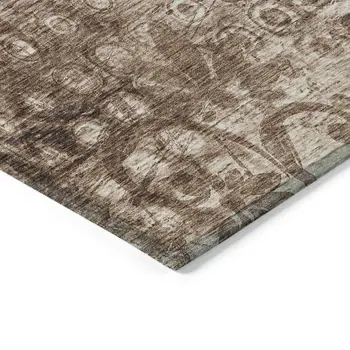 10' X 14' Chocolate Ikat Washable Indoor Outdoor Area Rug