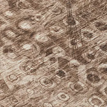 10' X 14' Chocolate Ikat Washable Indoor Outdoor Area Rug