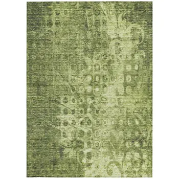 10' X 14' Olive Green Ikat Washable Indoor Outdoor Area Rug