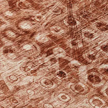 10' X 14' Orange Ikat Washable Indoor Outdoor Area Rug