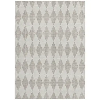 9' X 12' Beige Geometric Washable Indoor Outdoor Area Rug