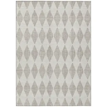 10' X 14' Beige Geometric Washable Indoor Outdoor Area Rug