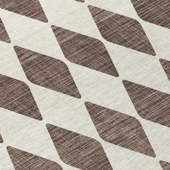 8' Brown Round Geometric Washable Indoor Outdoor Area Rug