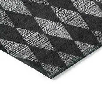 9' X 12' Charcoal Geometric Washable Indoor Outdoor Area Rug