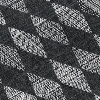 9' X 12' Charcoal Geometric Washable Indoor Outdoor Area Rug