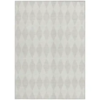 10' X 14' Ivory And Beige Geometric Washable Indoor Outdoor Area Rug