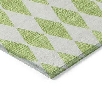 10' X 14' Lime Green And Ivory Geometric Washable Indoor Outdoor Area Rug