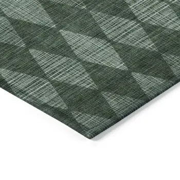 10' X 14' Olive Green And Charcoal Geometric Washable Indoor Outdoor Area Rug
