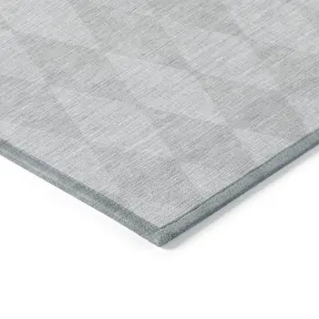 5' X 8' Pewter And Silver Geometric Washable Indoor Outdoor Area Rug