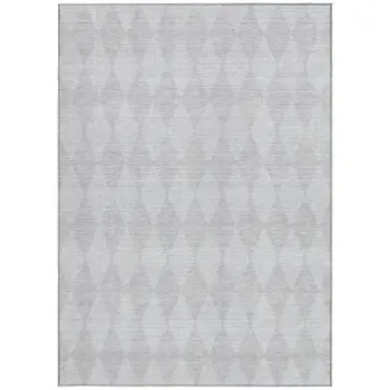 9' X 12' Pewter And Silver Geometric Washable Indoor Outdoor Area Rug