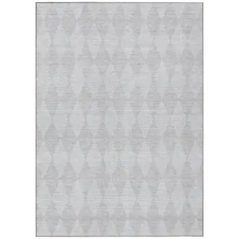 9' X 12' Pewter And Silver Geometric Washable Indoor Outdoor Area Rug