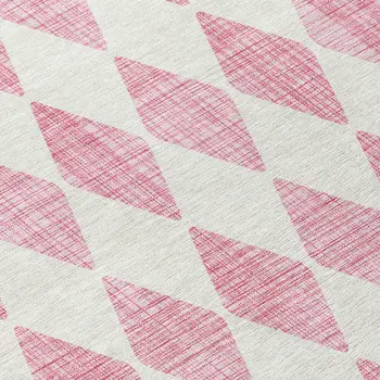 5' X 8' Pink And Ivory Geometric Washable Indoor Outdoor Area Rug
