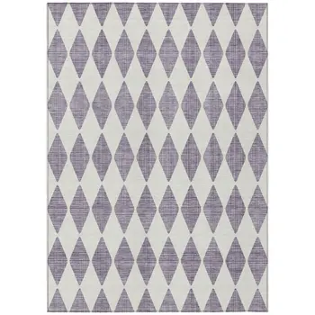 5' X 8' Purple And Lilac Geometric Washable Indoor Outdoor Area Rug