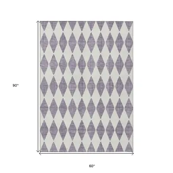 5' X 8' Purple And Lilac Geometric Washable Indoor Outdoor Area Rug
