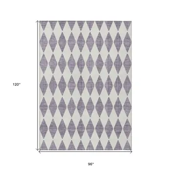 8' X 10' Purple And Lilac Geometric Washable Indoor Outdoor Area Rug