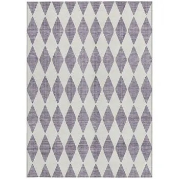 9' X 12' Purple And Lilac Geometric Washable Indoor Outdoor Area Rug