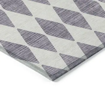 9' X 12' Purple And Lilac Geometric Washable Indoor Outdoor Area Rug