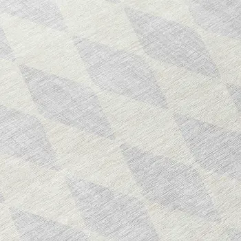 8' Silver And Ivory Round Geometric Washable Indoor Outdoor Area Rug