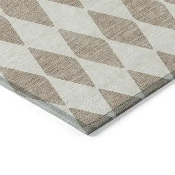 3' X 5' Taupe And Ivory Geometric Washable Indoor Outdoor Area Rug