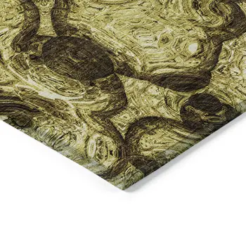 8' X 10' Gold Wheat And Chocolate Abstract Washable Indoor Outdoor Area Rug