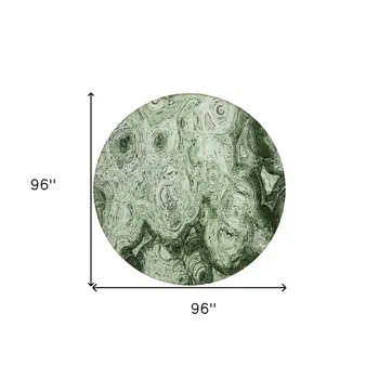 8' Artichoke Green And Emerald Round Abstract Washable Indoor Outdoor Area Rug