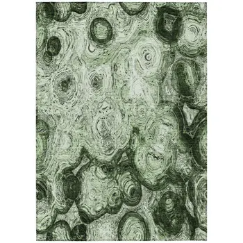 8' X 10' Artichoke Green And Emerald Abstract Washable Indoor Outdoor Area Rug