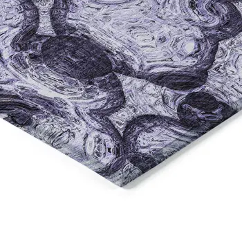 3' X 5' Purple And Lavender Abstract Washable Indoor Outdoor Area Rug