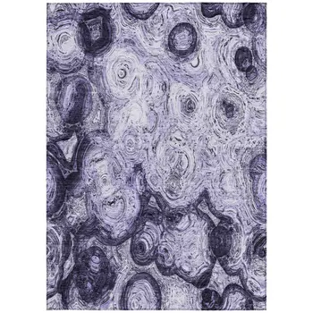 5' X 8' Purple And Lavender Abstract Washable Indoor Outdoor Area Rug