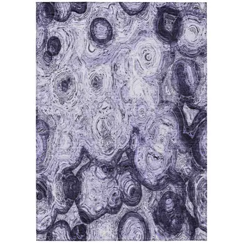 8' X 10' Purple And Lavender Abstract Washable Indoor Outdoor Area Rug