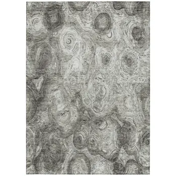 3' X 5' Silver Taupe And Ivory Abstract Washable Indoor Outdoor Area Rug