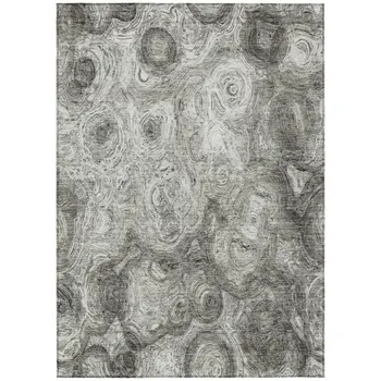 8' X 10' Silver Taupe And Ivory Abstract Washable Indoor Outdoor Area Rug