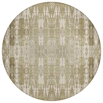 8' Beige Ivory And Tan Round Moroccan Washable Indoor Outdoor Area Rug