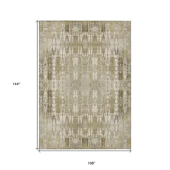 9' X 12' Beige Ivory And Tan Moroccan Washable Indoor Outdoor Area Rug