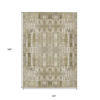 10' X 14' Beige Ivory And Tan Moroccan Washable Indoor Outdoor Area Rug