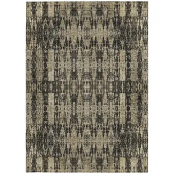 3' X 5' Black Taupe And Beige Moroccan Washable Indoor Outdoor Area Rug