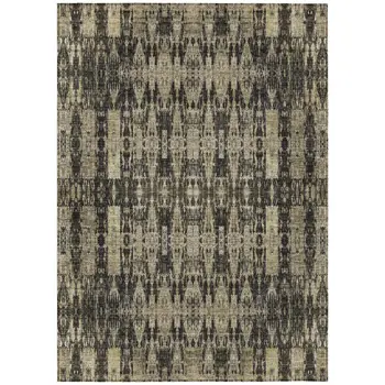 3' X 5' Black Taupe And Beige Moroccan Washable Indoor Outdoor Area Rug