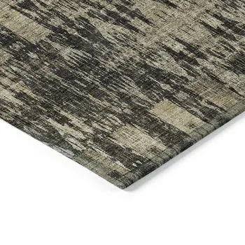 8' Black Taupe And Beige Round Moroccan Washable Indoor Outdoor Area Rug