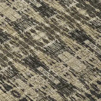 8' Black Taupe And Beige Round Moroccan Washable Indoor Outdoor Area Rug