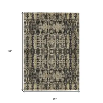 8' X 10' Black Taupe And Beige Moroccan Washable Indoor Outdoor Area Rug