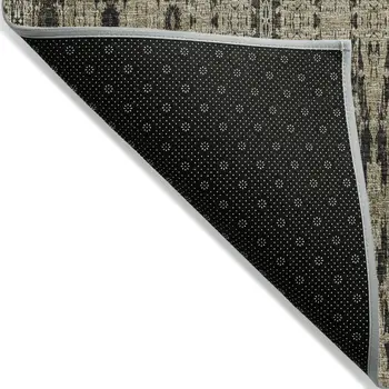 9' X 12' Black Taupe And Beige Moroccan Washable Indoor Outdoor Area Rug
