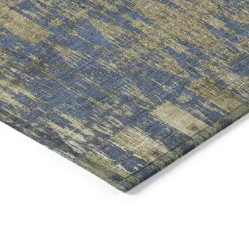 5' X 8' Blue Taupe And Beige Moroccan Washable Indoor Outdoor Area Rug
