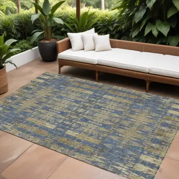 8' X 10' Blue Taupe And Beige Moroccan Washable Indoor Outdoor Area Rug