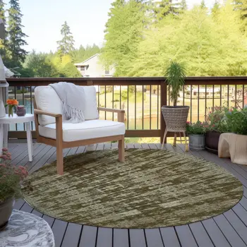 8' Chocolate Taupe And Beige Round Moroccan Washable Indoor Outdoor Area Rug