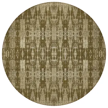 8' Chocolate Taupe And Beige Round Moroccan Washable Indoor Outdoor Area Rug