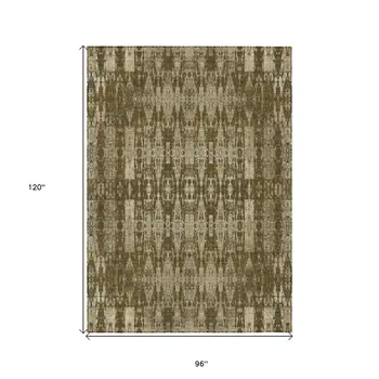 8' X 10' Chocolate Taupe And Beige Moroccan Washable Indoor Outdoor Area Rug