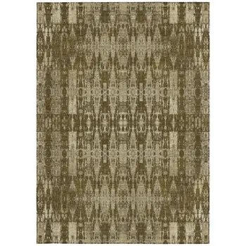 9' X 12' Chocolate Taupe And Beige Moroccan Washable Indoor Outdoor Area Rug