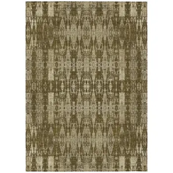 9' X 12' Chocolate Taupe And Beige Moroccan Washable Indoor Outdoor Area Rug