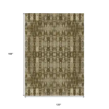 10' X 14' Chocolate Taupe And Beige Moroccan Washable Indoor Outdoor Area Rug