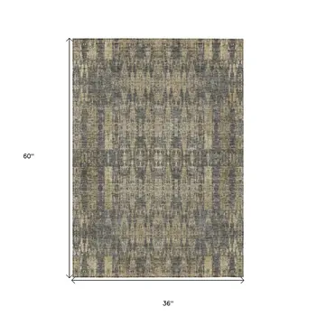 3' X 5' Gray Taupe And Beige Moroccan Washable Indoor Outdoor Area Rug