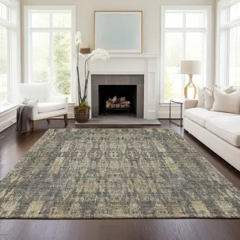 3' X 5' Gray Taupe And Beige Moroccan Washable Indoor Outdoor Area Rug
